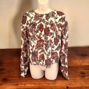 Ulla Johnson Esen Blouse in Freesia Wool Blend Brown Floral Pattern Size 6